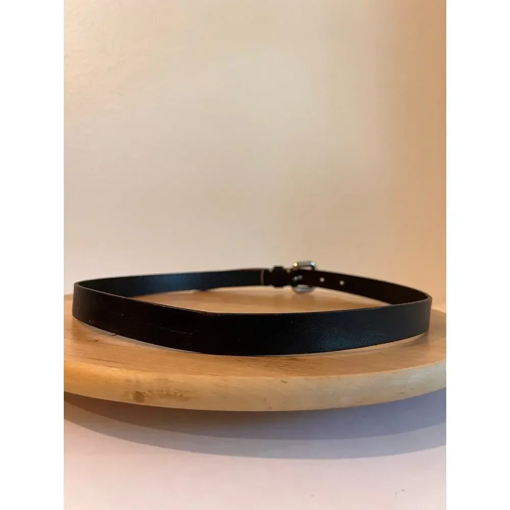 Fossil Dark Brown Worn in Genuine Leather Silver Buckle Belt Size Medium